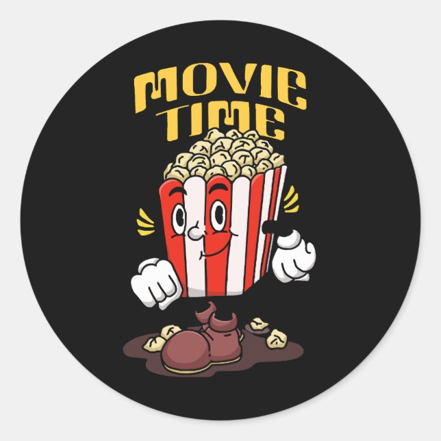 Popcorn Mascot Cartoon Runder Aufkleber (Vorderseite)
