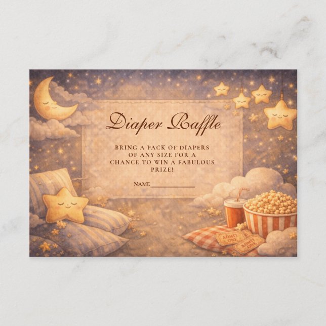 Popcorn Movie Magic Diapper Raffle Begleitkarte (Vorderseite)