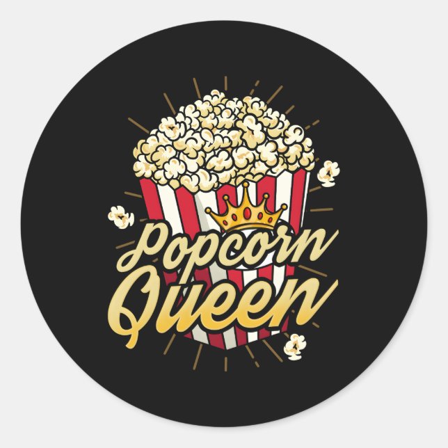 Popcorn Movie Night Kino Runder Aufkleber (Vorderseite)