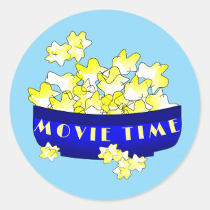Popcorn Movie Time Runder Aufkleber