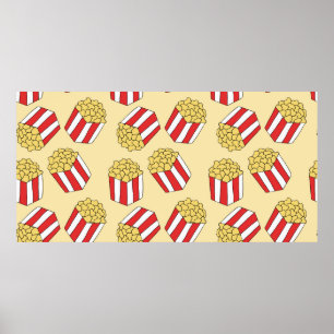 Popcorn nahtloses Muster. Vintage, handgezogene Kr Poster