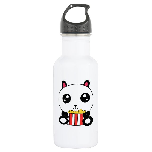 Popcorn Panda Edelstahlflasche (Vorderseite)
