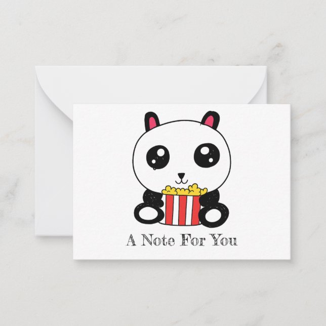 Popcorn Panda Mitteilungskarten Set von 10 (Vorderseite)