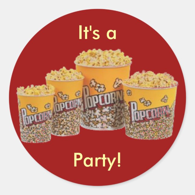 Popcorn-Party-Aufkleber Runder Aufkleber (Vorderseite)