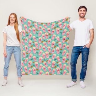 Popcorn Pattern Movie Night Theater Spaß aquamarin Fleecedecke