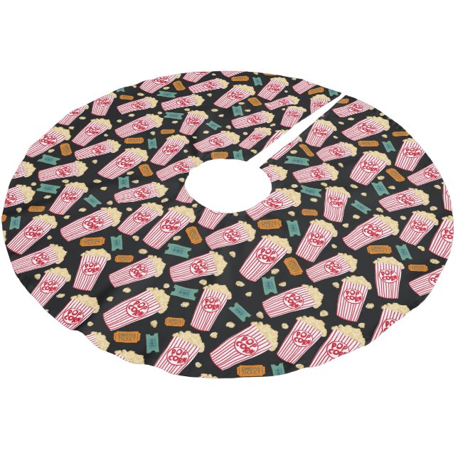 Popcorn Pattern Movie Night Theater Spaß Polyester Weihnachtsbaumdecke (Schrägansicht)