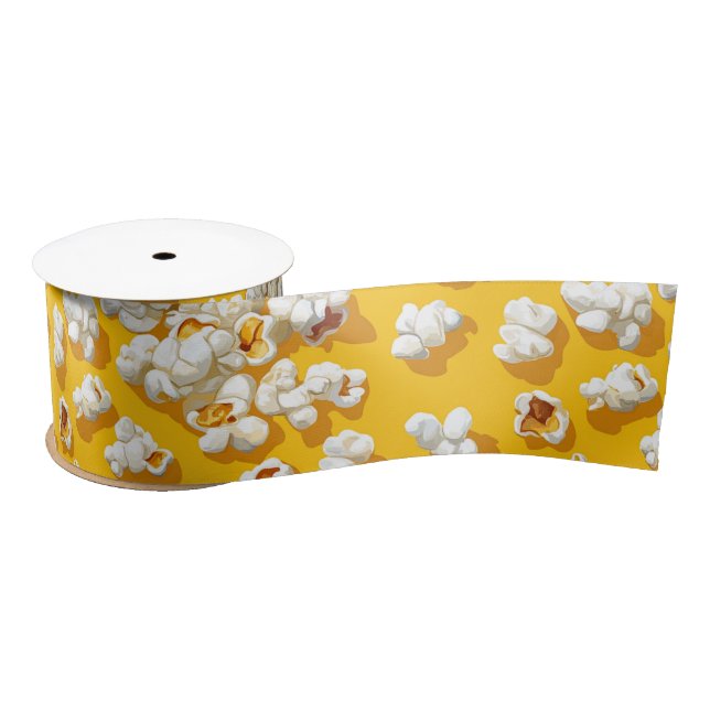 Popcorn Pattern on Yellow Background Satinband (Spule)