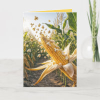 Popcorn poppen auf einem Maiskolben