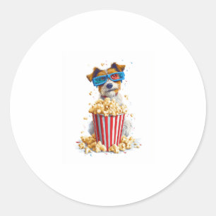 Popcorn Pup � Kinoabend Dog Runder Aufkleber