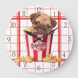 Popcorn Puppy Große Wanduhr