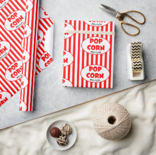 Popcorn Red Stripe Personalisiert Geschenkpapier