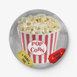 Popcorn Red & White Design Eintrittskarten Pappteller