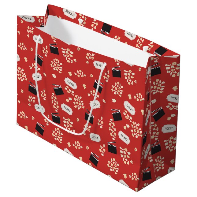 Popcorn Retro Movie Cinema Große Geschenktüte (Vorderseite Schrägansicht)