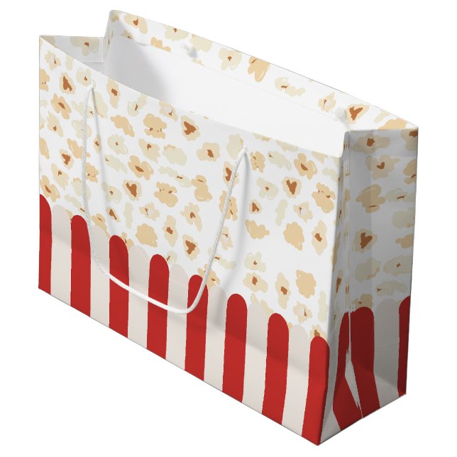 Popcorn Retro Movie Cinema Große Geschenktüte (Vorderseite Schrägansicht)