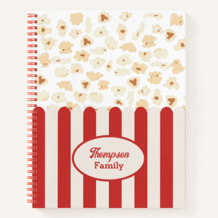 Popcorn Retro Movie Cinema Monogram Notizbuch