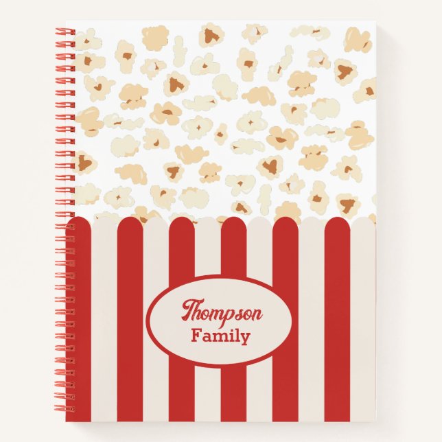 Popcorn Retro Movie Cinema Monogram Notizbuch (Vorderseite)