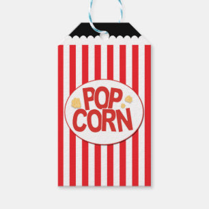 Popcorn Rot-Weiß-Gestreifte Film-Party Geschenkanhänger