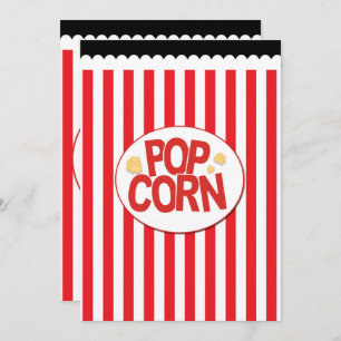 Popcorn-rote u. weiße Streifen-Film-Party Einladung
