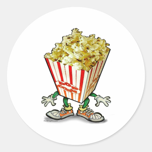 Popcorn Runder Aufkleber (Vorderseite)