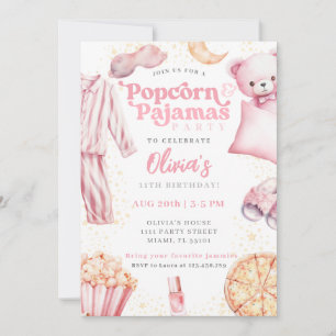 Popcorn-Schlafanzug Pyjamaparty Geburtstagsparty Ü Einladung