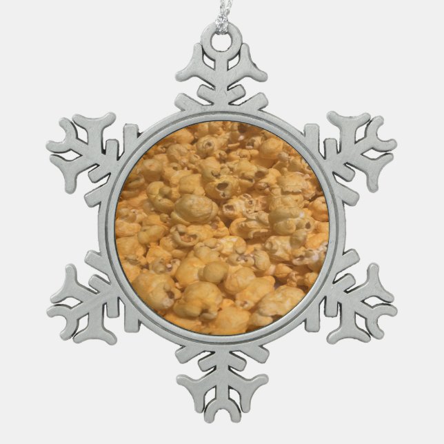 Popcorn Schneeflocken Zinn-Ornament (Vorderseite)