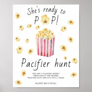Popcorn - Schnuller Jagd Baby Shower Spiel Poster