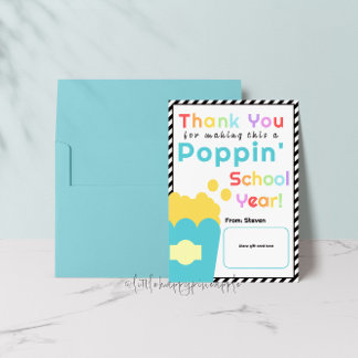 Popcorn Theme Teacher End of Year Danke Karte
