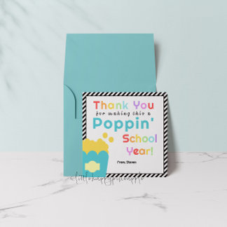 Popcorn Theme Teacher End of Year Danke Karte