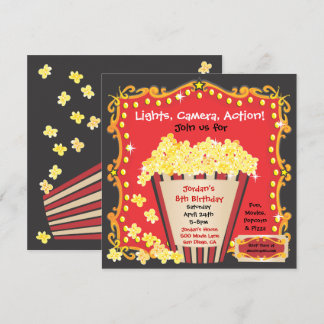 Popcorn und ein Film zum Geburtstag Einladung