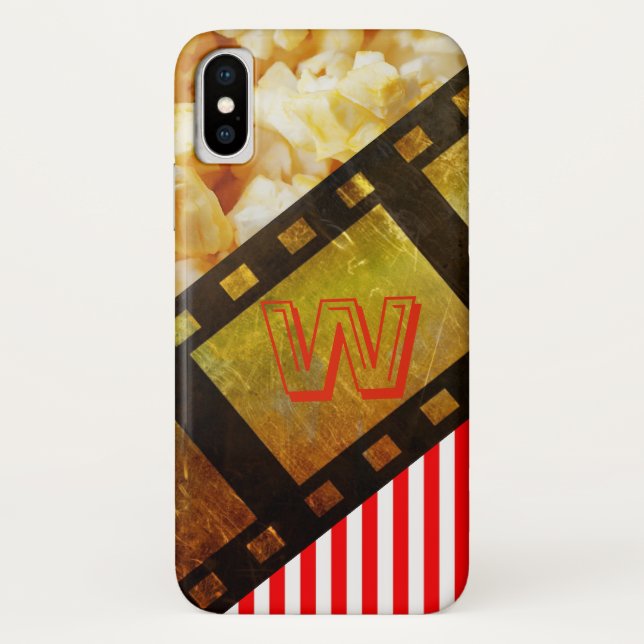Popcorn- und Filmrolle-Film rot weiß gestreift Case-Mate iPhone Hülle (Rückseite)