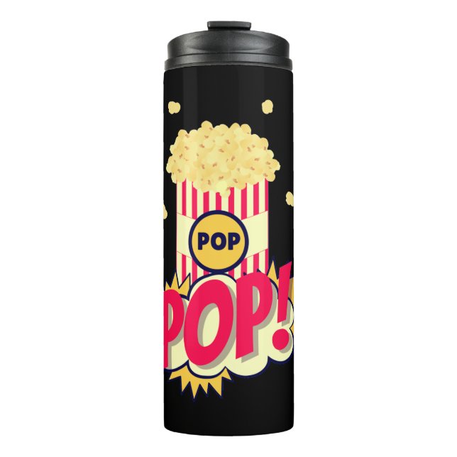 Popcorn Vintag Retro Funny Thermosbecher (Vorderseite)