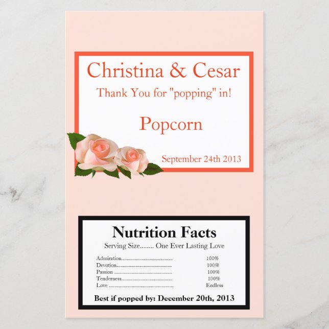 Popcorn-Wrapper Pink/Peach-Rose mit Lee (Vorderseite)