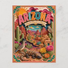 PopCut Staaten Arizona Farbige 3D-Papierkunst Postkarte