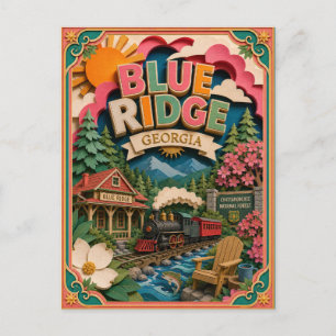 PopCut Staaten Blue Ridge Georgia Papierkunst Postkarte