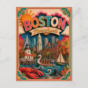PopCut Staaten Boston Massachusetts Papierkunst Postkarte
