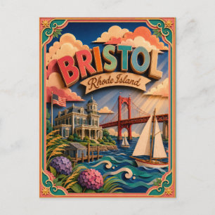 PopCut Staaten Bristol Rhode Island Papierkunst Postkarte