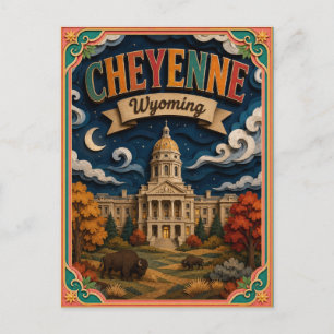 PopCut Staaten Cheyenne Wyoming Papierkunst Postkarte