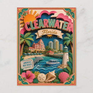 PopCut Staaten Clearwater Florida Papierkunst Postkarte