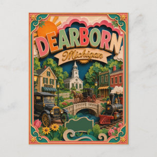 PopCut Staaten Dearborn Michigan Papierkunst Postkarte