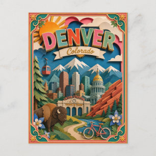 PopCut Staaten Denver Colorado Papier Kunst Postkarte