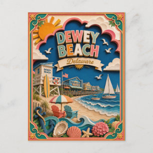 PopCut Staaten Dewey Beach Delaware Papierkunst Postkarte