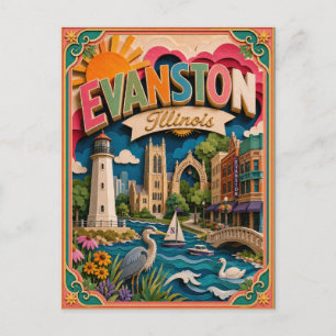 PopCut Staaten Evanston Illinois Papierkunst Postkarte