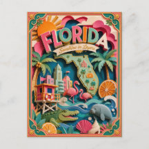 PopCut Staaten Florida Farbige 3D-Papierkunst