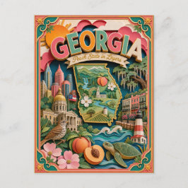 PopCut Staaten Georgia Farbige 3D-Papierkunst Postkarte