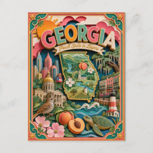 PopCut Staaten Georgia Farbige 3D-Papierkunst Postkarte