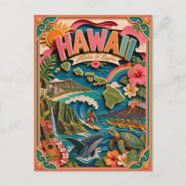 PopCut Staaten Hawaii Farbige 3D-Papierkunst Postkarte