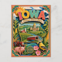 PopCut Staaten Iowa Farbige 3D-Papierkunst