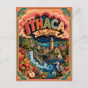 PopCut Staaten Ithaca New York Papierkunst Postkarte