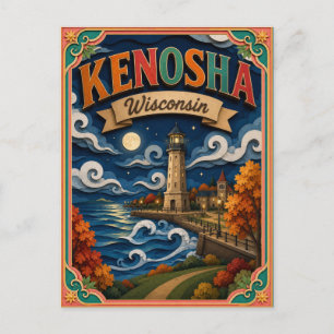 PopCut Staaten Kenosha Wisconsin Papierkunst Postkarte