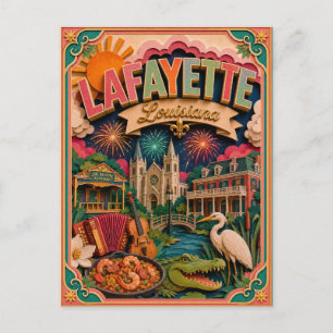 PopCut Staaten Lafayette Louisiana Papierkunst Postkarte